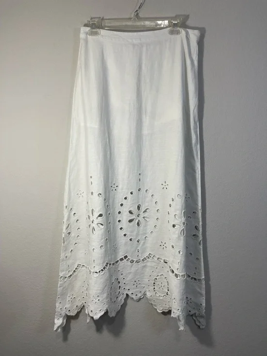 Madewell NWT Eyelet Embroidered Maxi Skirt Size 6 in Salt - Picture 6 of 16